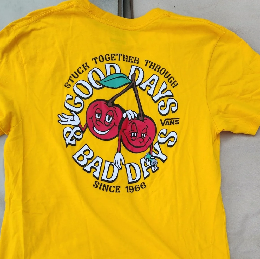 VANS Adult M Tshirt yellow with cherries - Picture 1 of 4